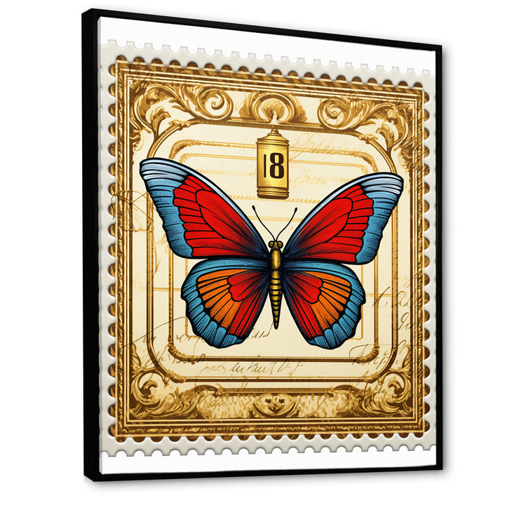 Retro Illustration Of Blue Butterfly - Butterfly Wall Art Prints