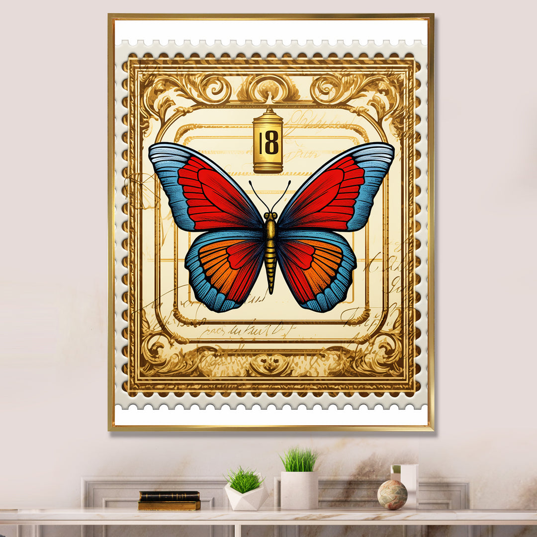 Retro Illustration Of Blue Butterfly - Butterfly Wall Art Prints