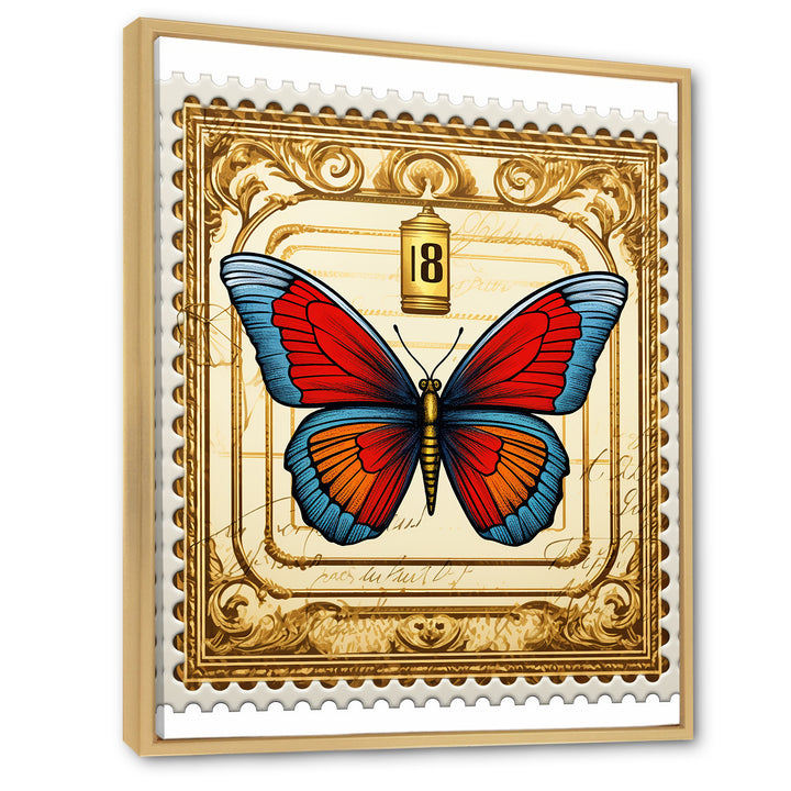 Retro Illustration Of Blue Butterfly - Butterfly Wall Art Prints