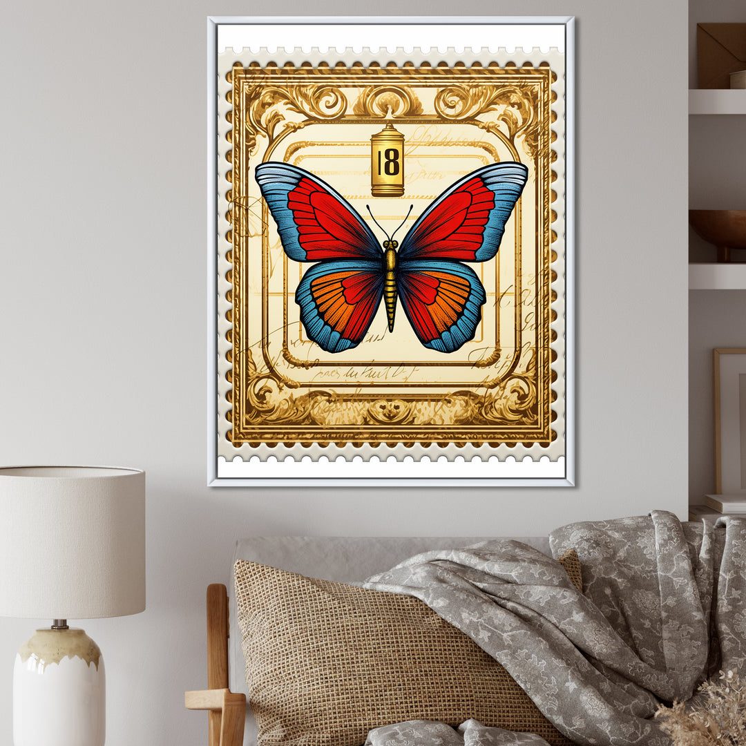 Retro Illustration Of Blue Butterfly - Butterfly Wall Art Prints