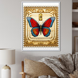 Retro Illustration Of Blue Butterfly - Butterfly Wall Art Prints