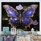 Futuristic Purple And Gold Butterfly - Purple Butterfly Wall Art