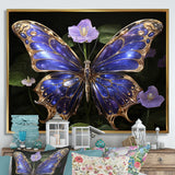 Futuristic Purple And Gold Butterfly - Purple Butterfly Wall Art