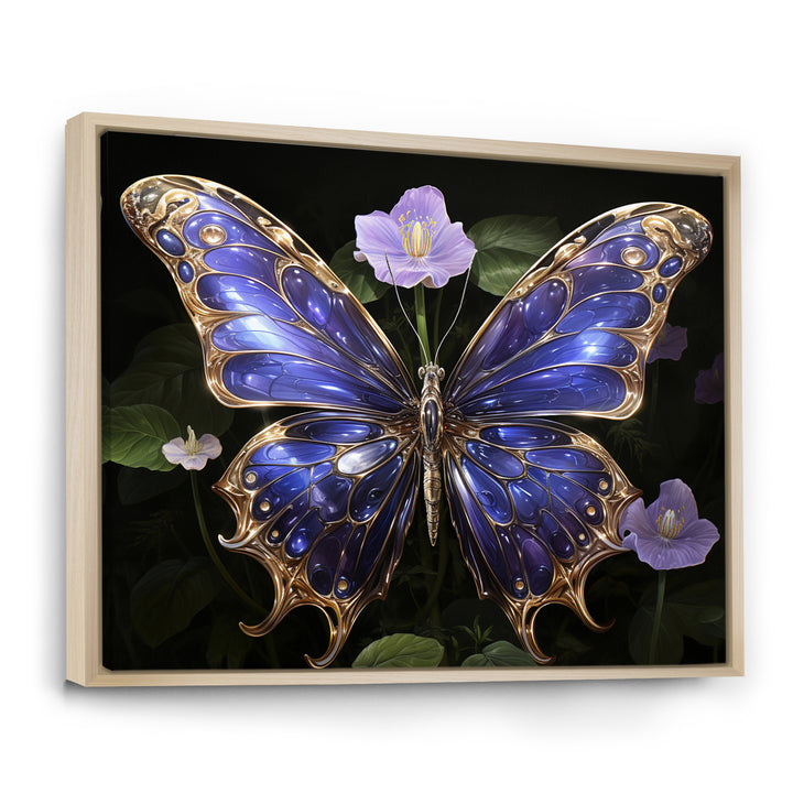 Futuristic Purple And Gold Butterfly - Purple Butterfly Wall Art