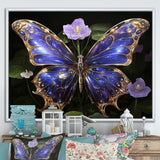 Futuristic Purple And Gold Butterfly - Purple Butterfly Wall Art