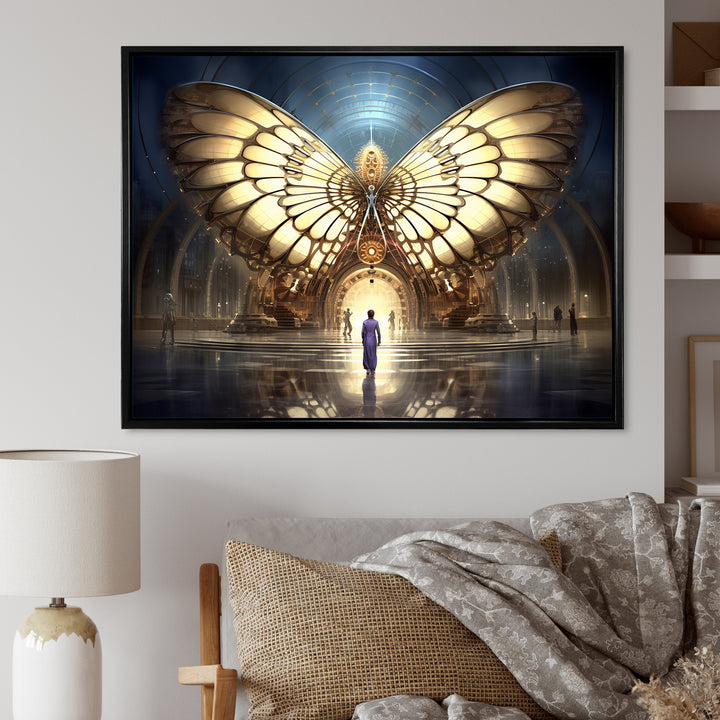 Majestic Butterfly Portal Of Light - Yellow Butterfly Wall Art