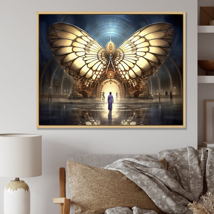Majestic Butterfly Portal Of Light - Yellow Butterfly Wall Art
