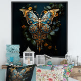 Futuristic Amber And Teal Butterfly - Butterfly Large Canvas Wall Art