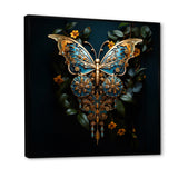 Futuristic Amber And Teal Butterfly - Butterfly Large Canvas Wall Art