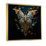 Futuristic Amber And Teal Butterfly - Butterfly Large Canvas Wall Art