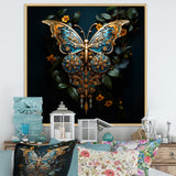 Futuristic Amber And Teal Butterfly - Butterfly Large Canvas Wall Art