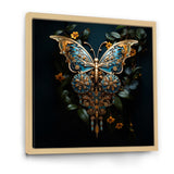 Futuristic Amber And Teal Butterfly - Butterfly Large Canvas Wall Art