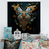 Futuristic Amber And Teal Butterfly - Butterfly Large Canvas Wall Art
