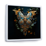 Futuristic Amber And Teal Butterfly - Butterfly Large Canvas Wall Art