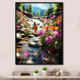 Orange Monarch Butterfly Flowerful Stream - Butterfly Home Decor Art