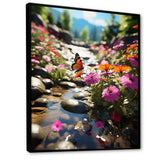 Orange Monarch Butterfly Flowerful Stream - Butterfly Home Decor Art