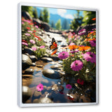 Orange Monarch Butterfly Flowerful Stream - Butterfly Home Decor Art