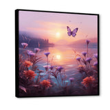 Pink Butterfly Magical Sunset - Butterfly Living Room Wall Art