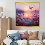 Pink Butterfly Magical Sunset - Butterfly Living Room Wall Art