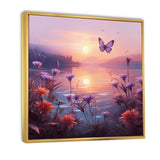 Pink Butterfly Magical Sunset - Butterfly Living Room Wall Art