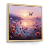 Pink Butterfly Magical Sunset - Butterfly Living Room Wall Art