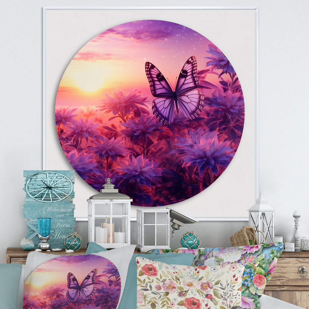 Pink Butterfly Wonderful Sunset - Butterfly Canvas Wall Art