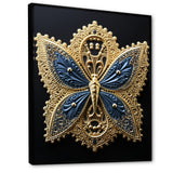 Retro Depiction Of Gold And Blue Butterfly - Butterfly Wall Decor