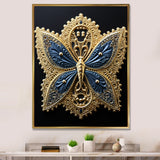 Retro Depiction Of Gold And Blue Butterfly - Butterfly Wall Decor