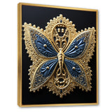 Retro Depiction Of Gold And Blue Butterfly - Butterfly Wall Decor