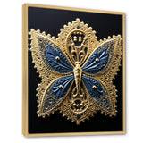 Retro Depiction Of Gold And Blue Butterfly - Butterfly Wall Decor