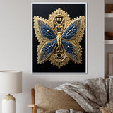 Retro Depiction Of Gold And Blue Butterfly - Butterfly Wall Decor