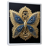 Retro Depiction Of Gold And Blue Butterfly - Butterfly Wall Decor
