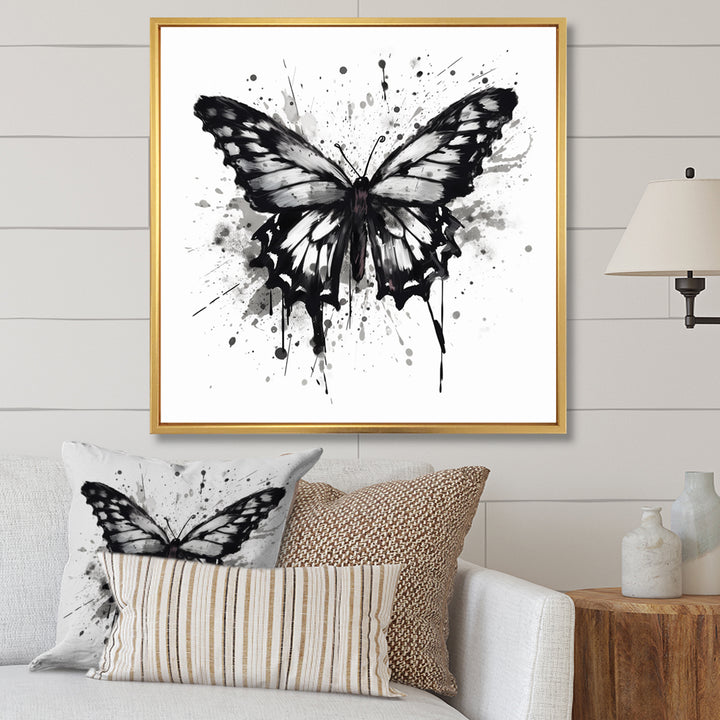Butterfly Portrait Black And White Watercolor - Butterfly Wall Art Prints