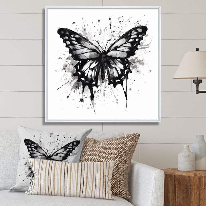 Butterfly Portrait Black And White Watercolor - Butterfly Wall Art Prints