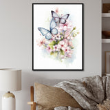 Vintage Butterflies On Flowers In Pastel Tones - Black Butterfly Wall Art