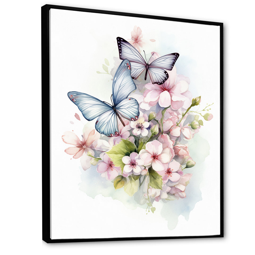Vintage Butterflies On Flowers In Pastel Tones - Black Butterfly Wall Art