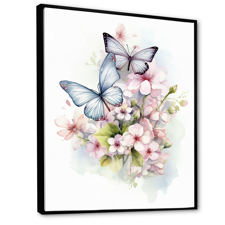Vintage Butterflies On Flowers In Pastel Tones - Black Butterfly Wall Art