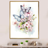 Vintage Butterflies On Flowers In Pastel Tones - Black Butterfly Wall Art