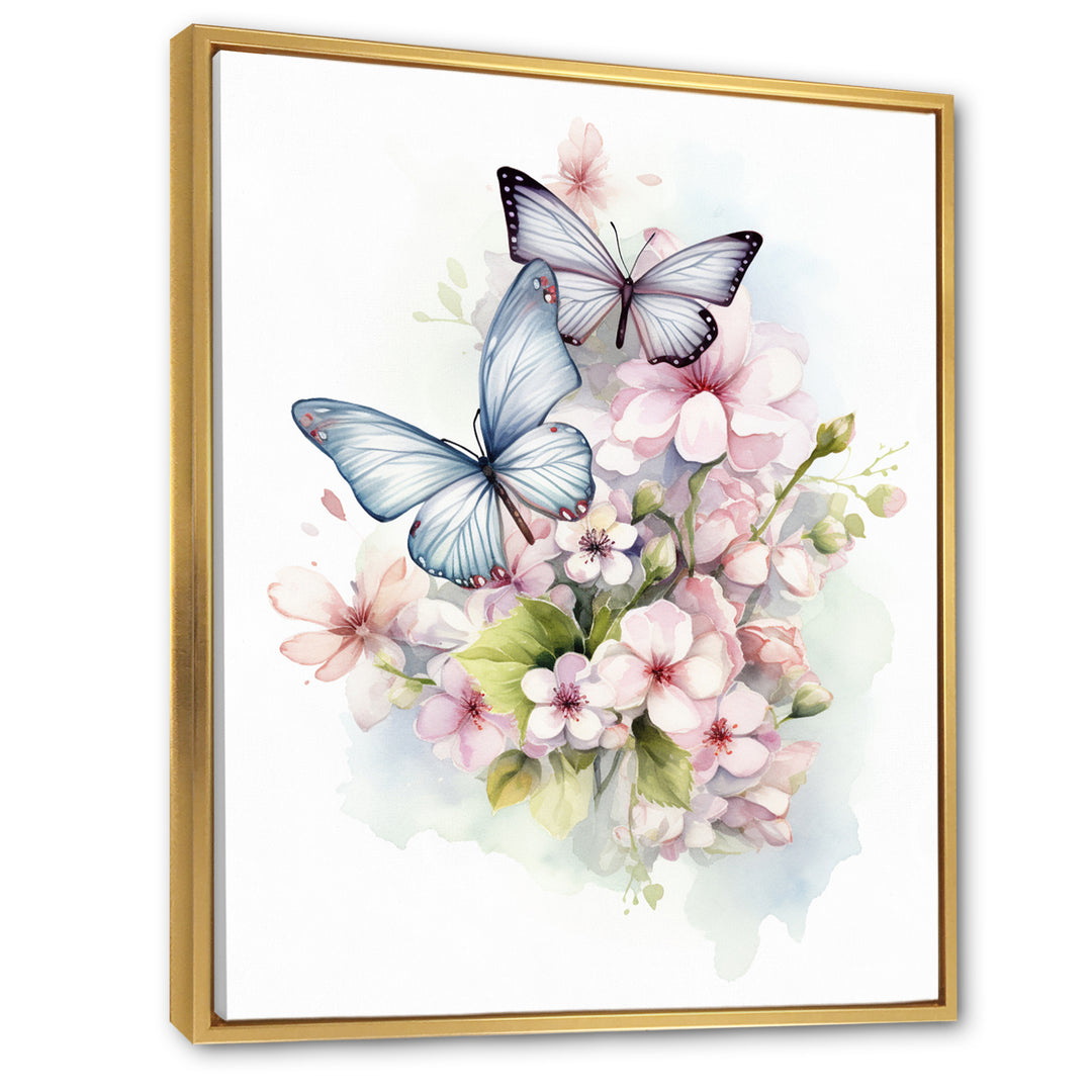Vintage Butterflies On Flowers In Pastel Tones - Black Butterfly Wall Art