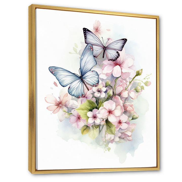 Vintage Butterflies On Flowers In Pastel Tones - Black Butterfly Wall Art