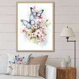 Vintage Butterflies On Flowers In Pastel Tones - Black Butterfly Wall Art