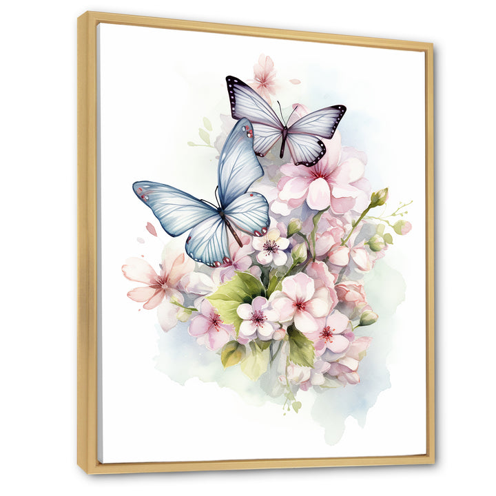 Vintage Butterflies On Flowers In Pastel Tones - Black Butterfly Wall Art