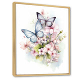Vintage Butterflies On Flowers In Pastel Tones - Black Butterfly Wall Art