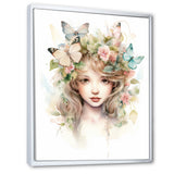 Young Girl With Butterflies Vintage Pastel - Butterfly Large Canvas Wall Art
