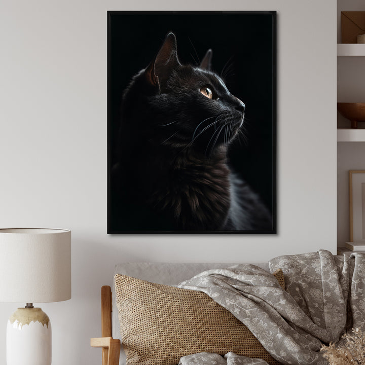 Portrait Of A Black Cat Photography - Cat Living Room Wall Art