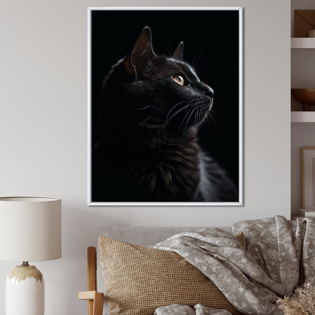 Portrait Of A Black Cat Photography - Cat Living Room Wall Art