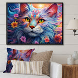 Portrait Of A Majestic Cat With Flowers - Cat Wall Decor