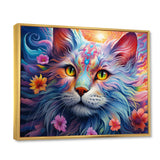 Portrait Of A Majestic Cat With Flowers - Cat Wall Decor