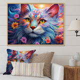 Portrait Of A Majestic Cat With Flowers - Cat Wall Decor