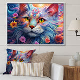 Portrait Of A Majestic Cat With Flowers - Cat Wall Decor